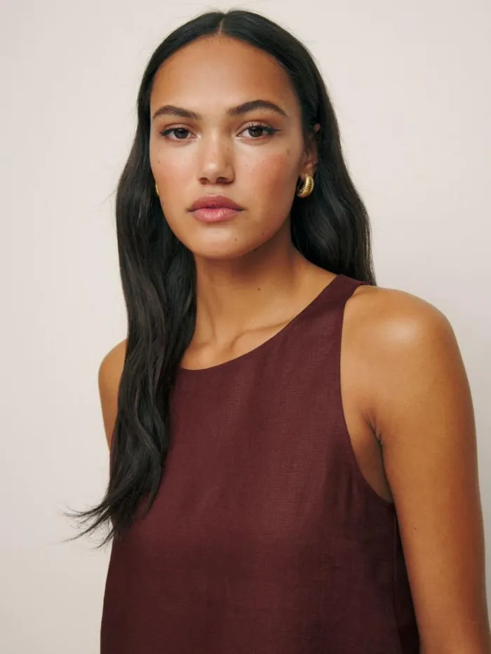 Clothing The Reformation Jessi Linen Dress Chianti