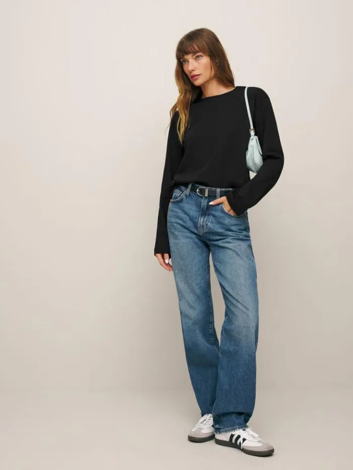 Clothing The Reformation Kingston Long Sleeve Tee Black