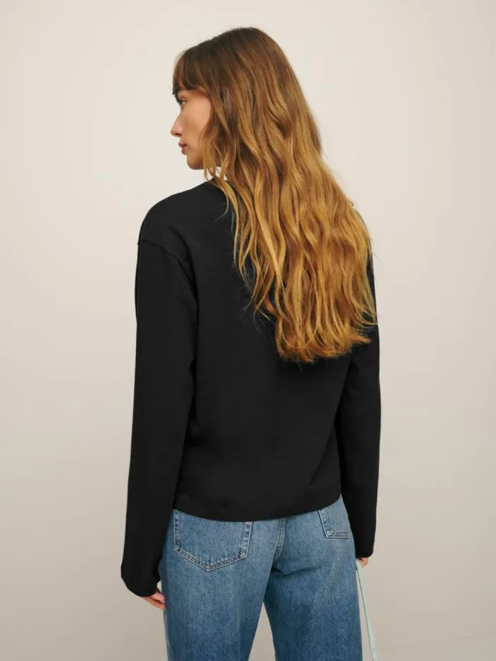 Clothing The Reformation Kingston Long Sleeve Tee Black