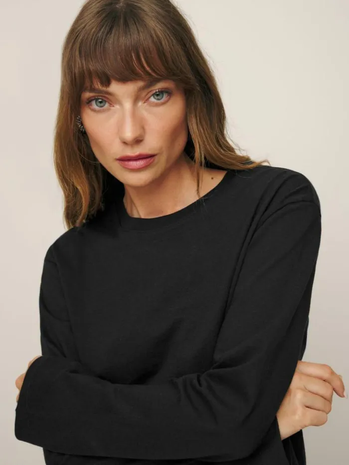 Clothing The Reformation Kingston Long Sleeve Tee Black