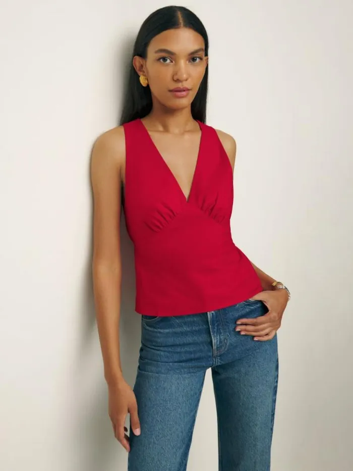 Clothing The Reformation Meg Top Lipstick
