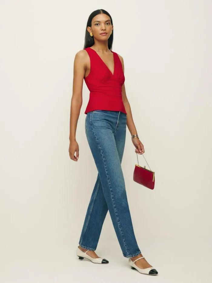 Clothing The Reformation Meg Top Lipstick