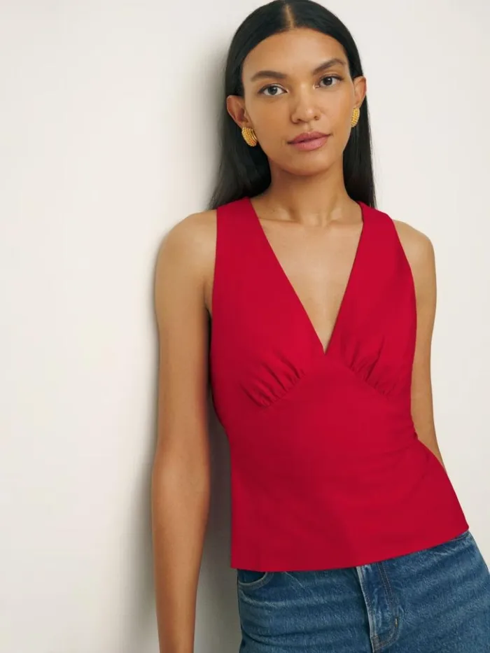 Clothing The Reformation Meg Top Lipstick