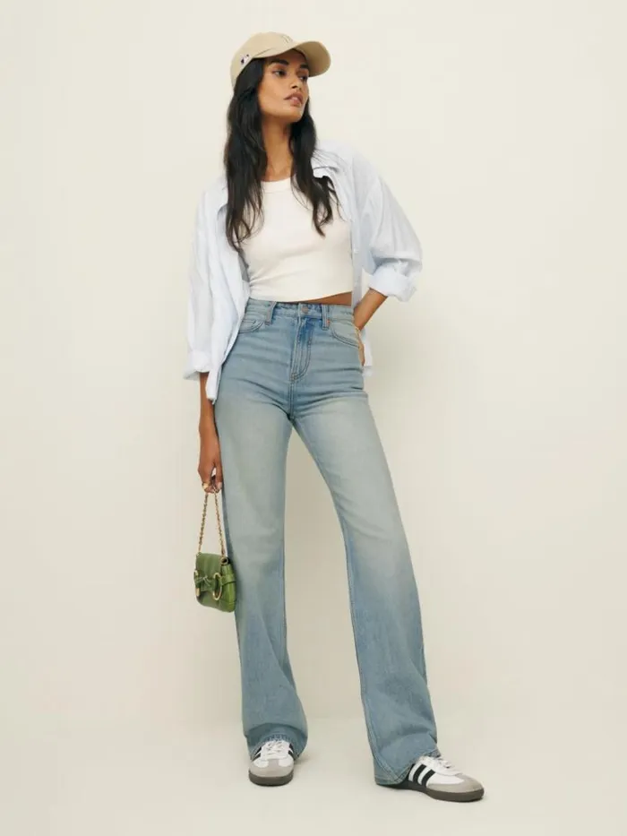 Clothing The Reformation Wilder Stretch High Rise Wide Leg Jeans Shalott