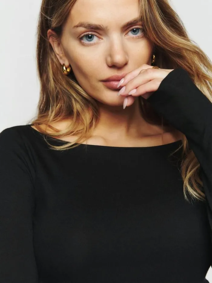 Clothing The Reformation Wiley Knit Top Black