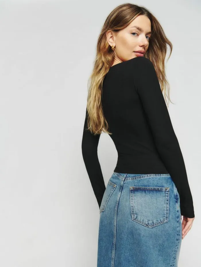 Clothing The Reformation Wiley Knit Top Black