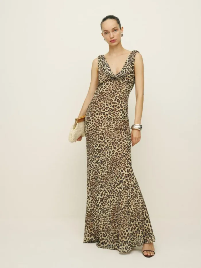 ClothingWeddings The Reformation Petites Cavallo Dress Leopard