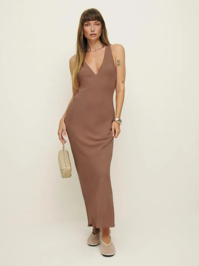 ClothingWeddings The Reformation Siana Dress Mink