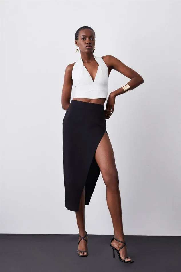 CoOrds Women Karen Millen Figure Form Bandage Knit Set Black