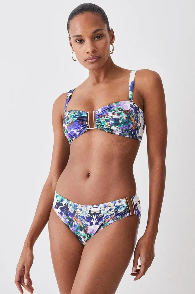 CoOrds Women Karen Millen Mirror Print Detachable Strap Gold Trim Bikini Set Purple CoOrds Women Karen Millen Mirror Print Detachable Strap Gold Trim Bikini Set Purple