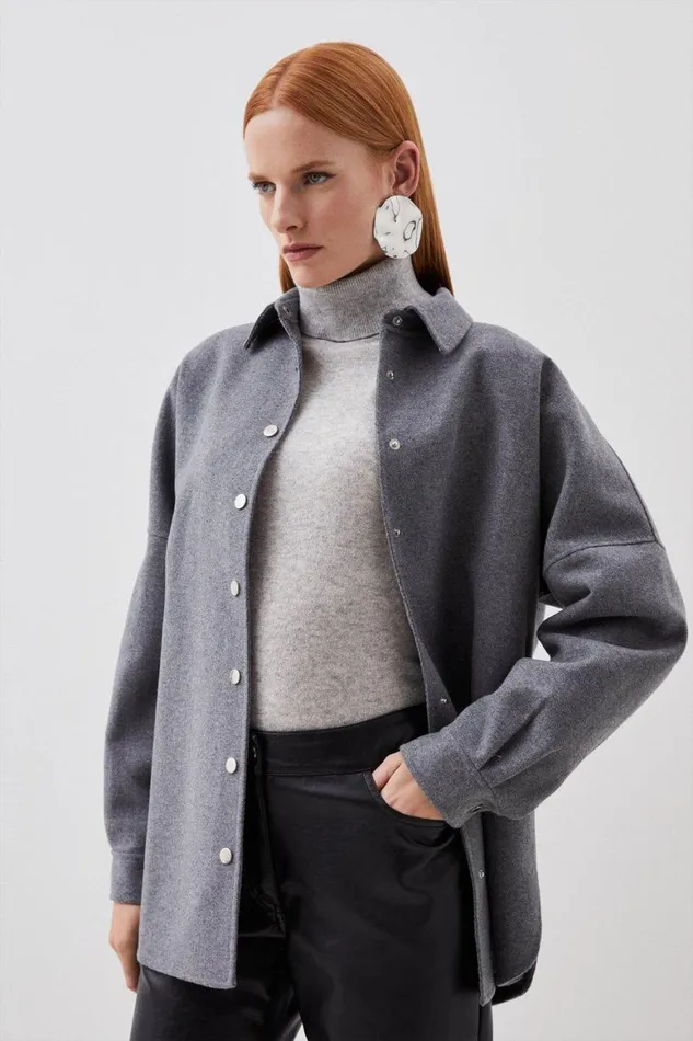CoOrds Women Karen Millen Tailored Double Faced Wool Blend Set Grey
