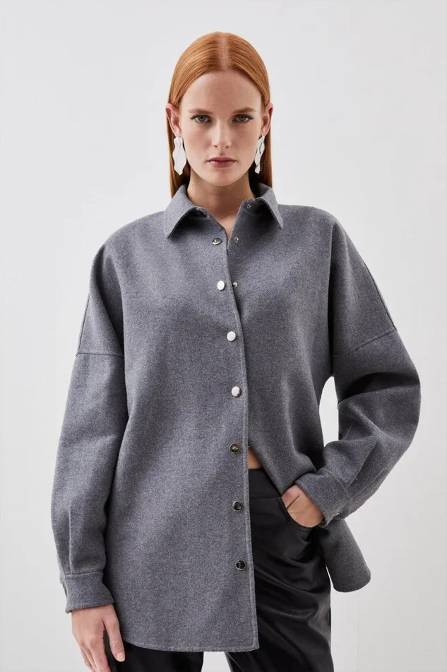 CoOrds Women Karen Millen Tailored Double Faced Wool Blend Set Grey