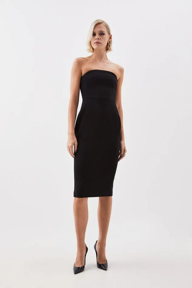CoOrds Women Karen Millen The Founder Compact Stretch Viscose Bandeau Pencil Midi Dress and Jacket Set Black CoOrds Women Karen Millen The Founder Compact Stretch Viscose Bandeau Pencil Midi Dress and Jacket Set Black