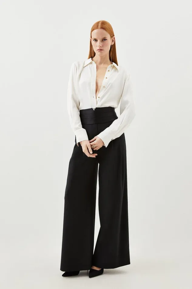 CoOrds Women Karen Millen Wool Blend Tailored Set Black