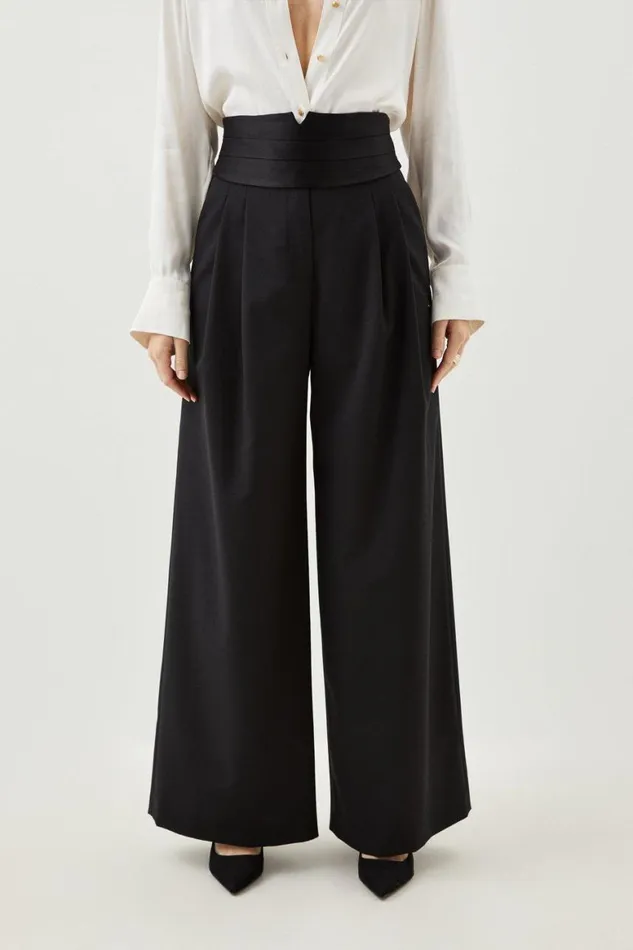 CoOrds Women Karen Millen Wool Blend Tailored Set Black