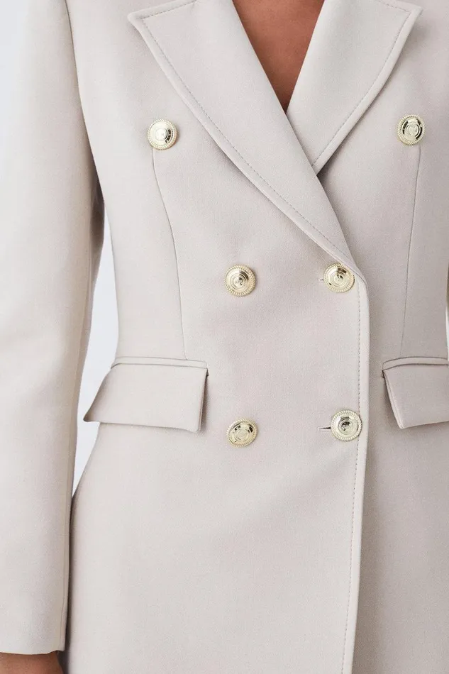 Coats and Jackets Women Karen Millen Compact Essential Tailored Double Breasted Blazer Beige