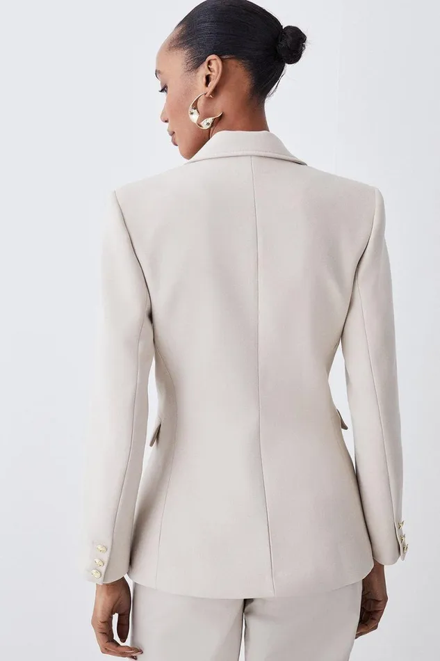 Coats and Jackets Women Karen Millen Compact Essential Tailored Double Breasted Blazer Beige