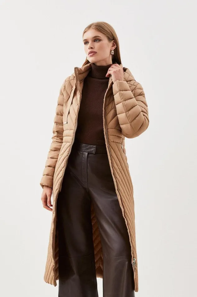 Coats and Jackets Women Karen Millen Petite Lightweight Longline Packable Coat Neutral
