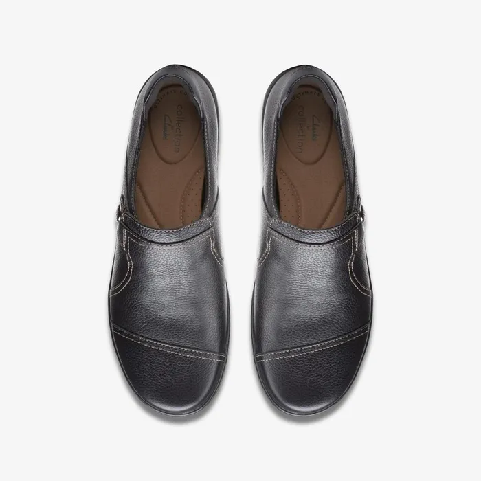 Cora Poppy Black Tumbled Women Clarks Clogs and Mules Cora Poppy Black Tumbled Women Clarks Clogs and Mules