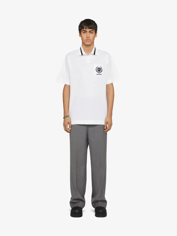 Crest Polo Shirt In Cotton White Men Givenchy TShirts