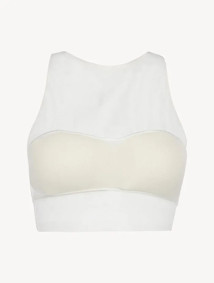 Crop Top In Offwhite Stretch Tulle Lingerie La Perla Bralette