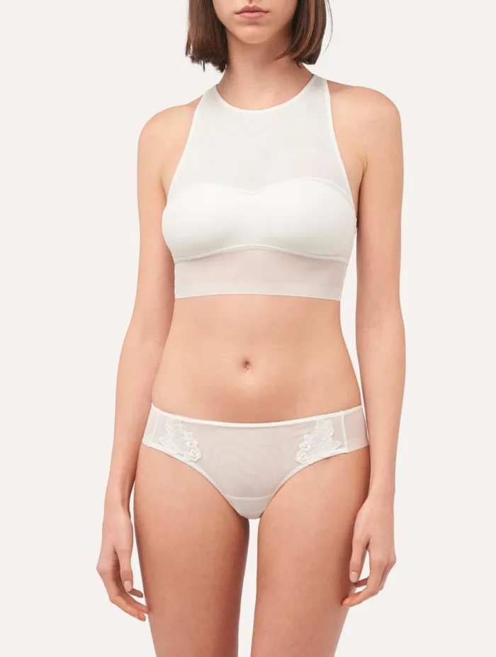 Crop Top In Offwhite Stretch Tulle Lingerie La Perla Bralette