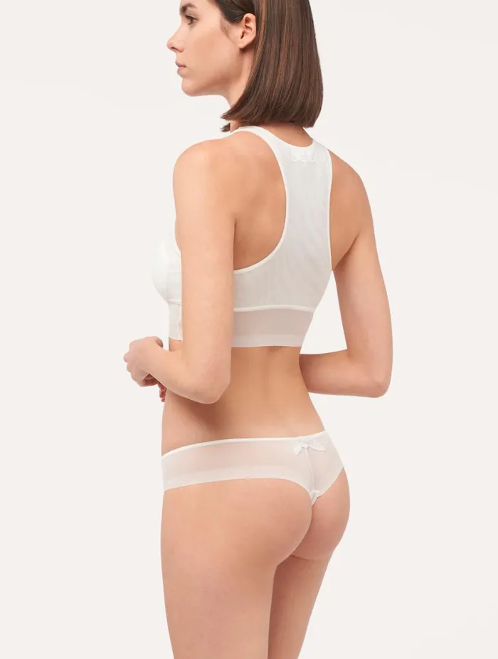 Crop Top In Offwhite Stretch Tulle Lingerie La Perla Bralette