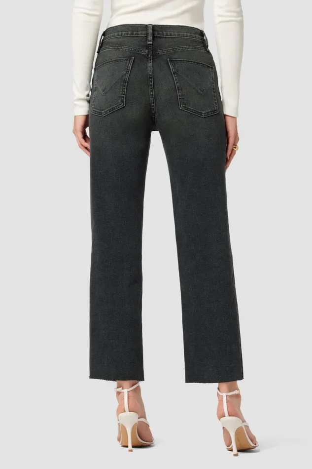 Cropped Women Hudson Jeans Remi HighRise Straight Crop Jean Black Rain Cropped Women Hudson Jeans Remi HighRise Straight Crop Jean Black Rain