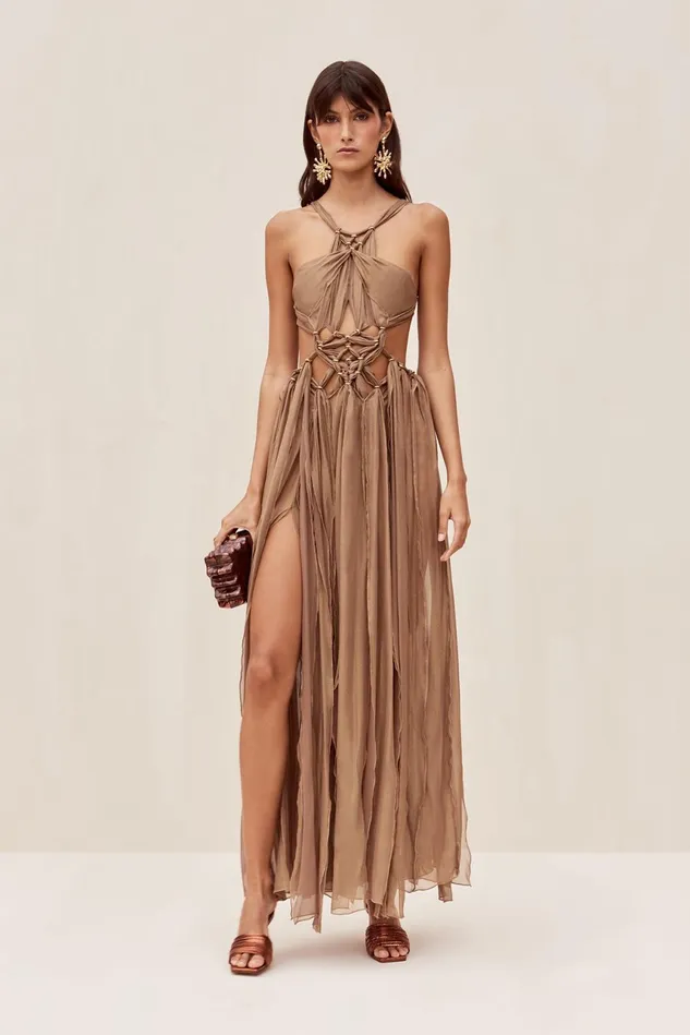 Cult Gaia Alexa Gown Gold Women Dresses Cult Gaia Alexa Gown Gold Women Dresses