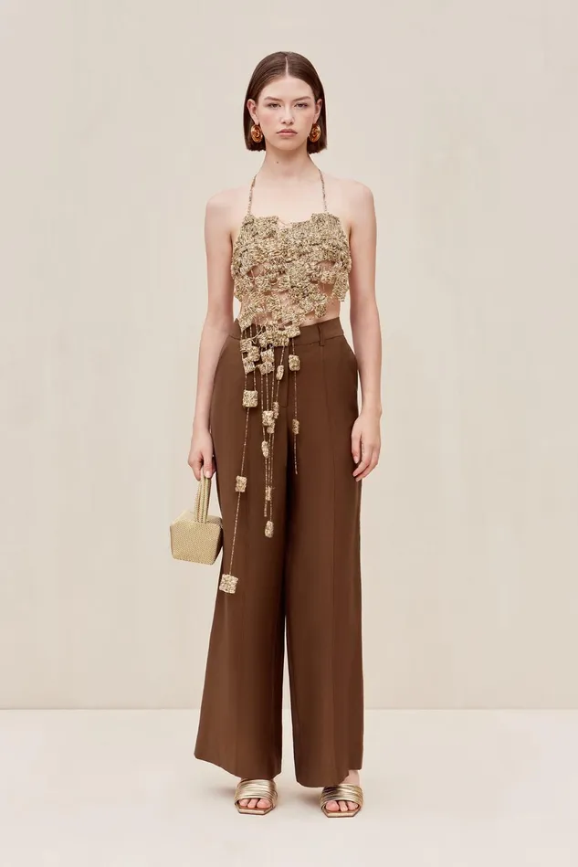 Cult Gaia Margaux Top Champagne Women Tops