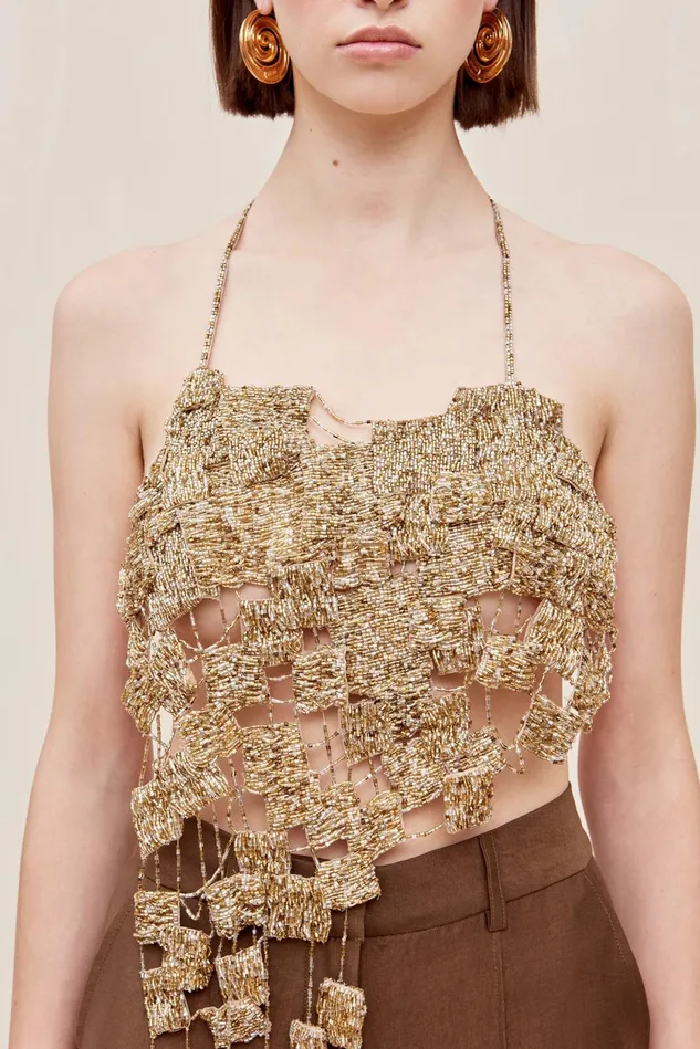 Cult Gaia Margaux Top Champagne Women Tops Cult Gaia Margaux Top Champagne Women Tops