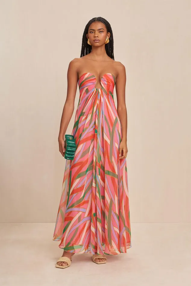 Cult Gaia Misa Gown Vintage Stripe Print Women Dresses