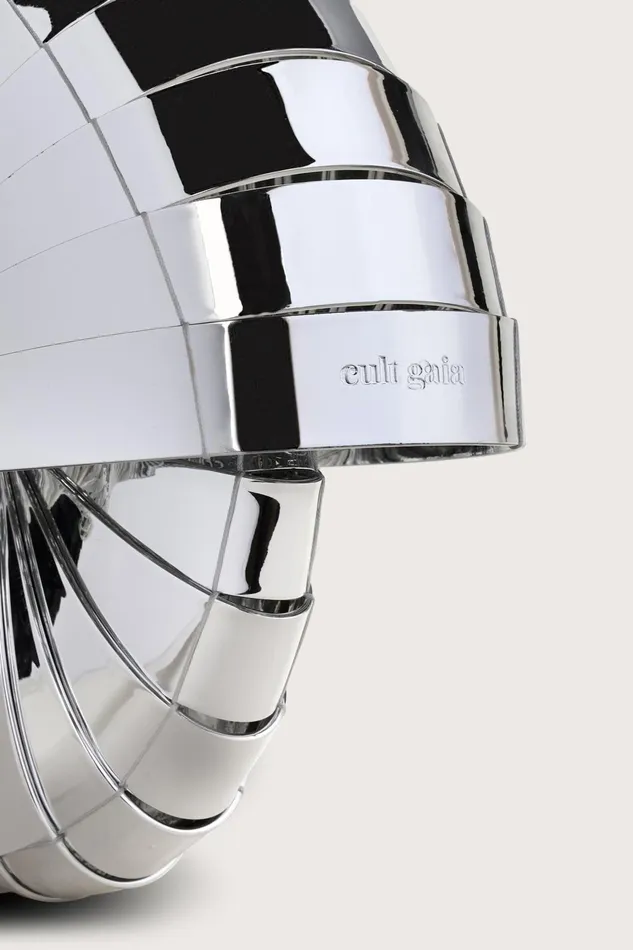 Cult Gaia Sirena Clutch Shiny Silver Women Clutches
