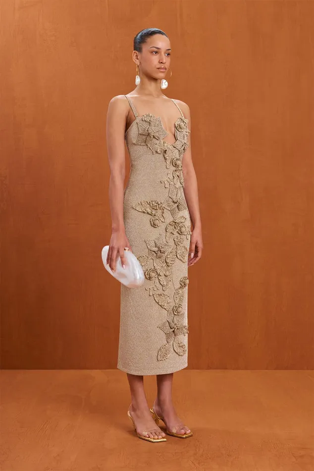 Cult Gaia Soraiya Knit Dress Fog Shimmer Women Knits