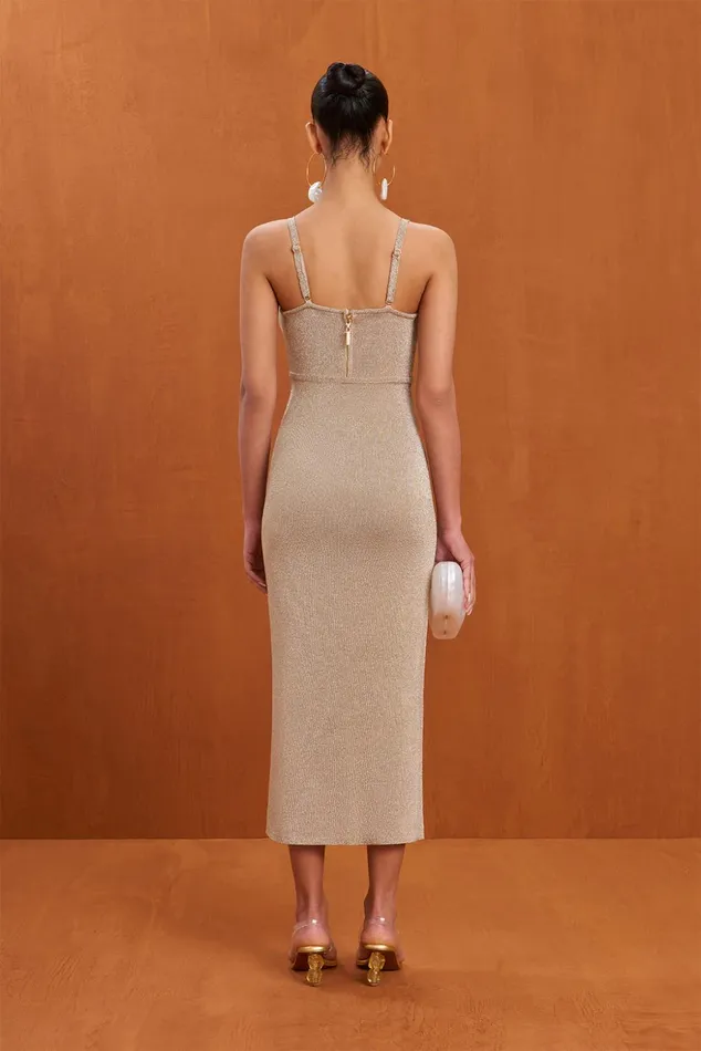 Cult Gaia Soraiya Knit Dress Fog Shimmer Women Knits