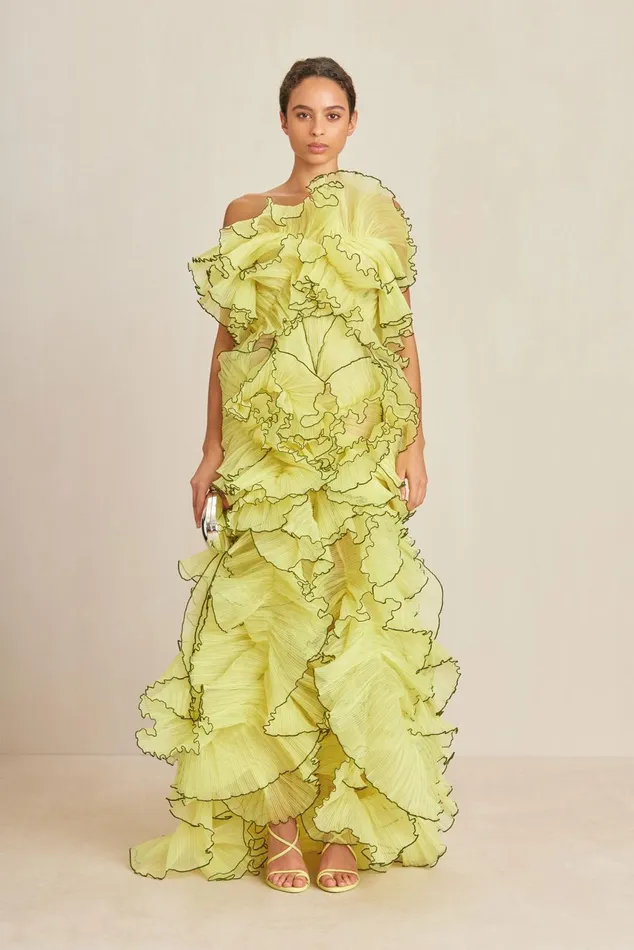 Cult Gaia Torrey Gown Lemon Sorbet Women Gowns
