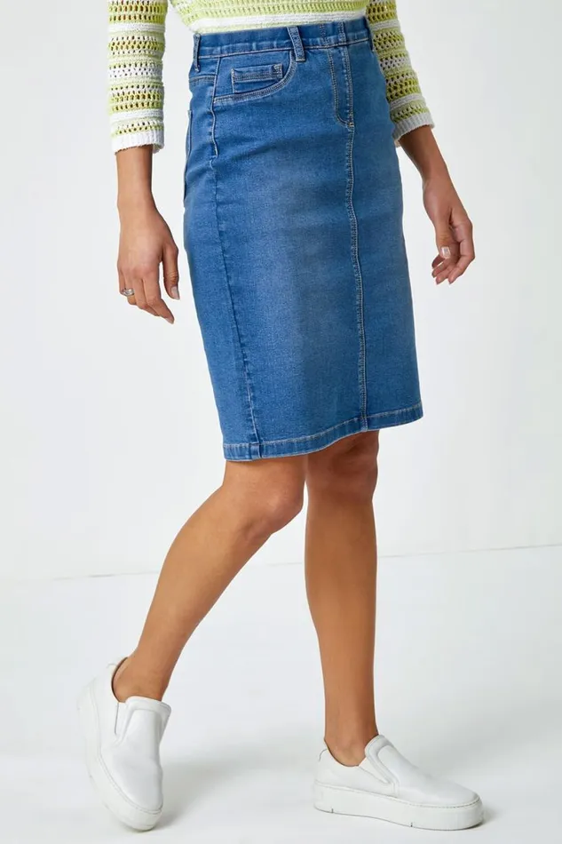 Denim Cotton Denim Stretch Skirt Women Roman Coords