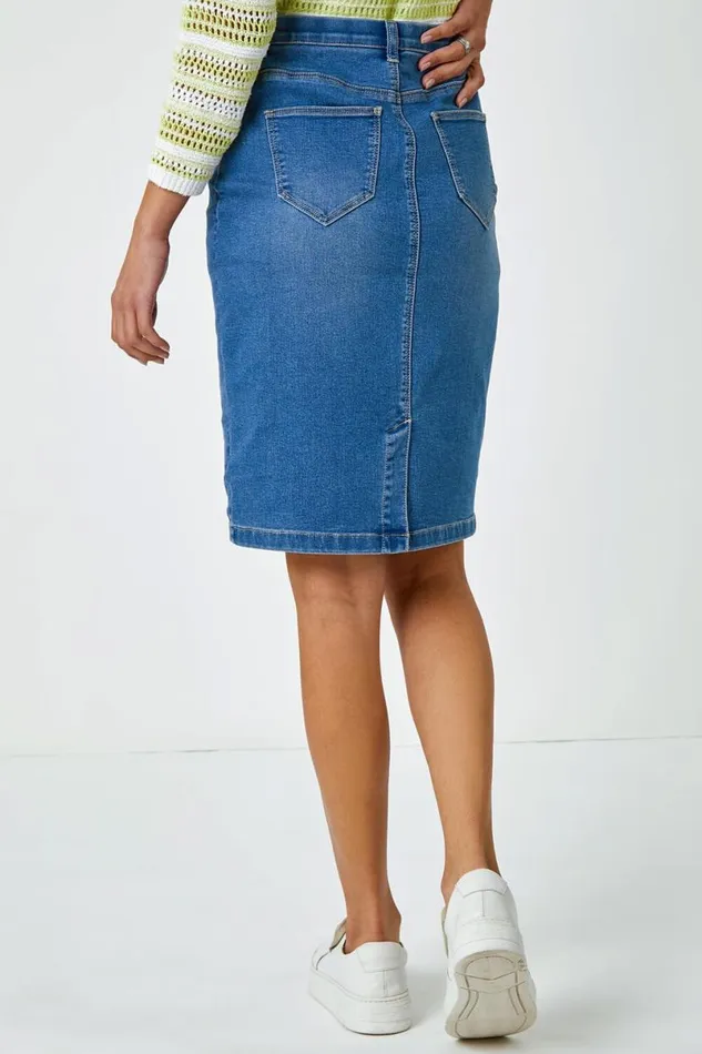 Denim Cotton Denim Stretch Skirt Women Roman Coords