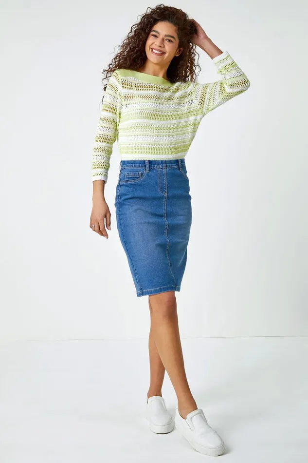 Denim Cotton Denim Stretch Skirt Women Roman Coords