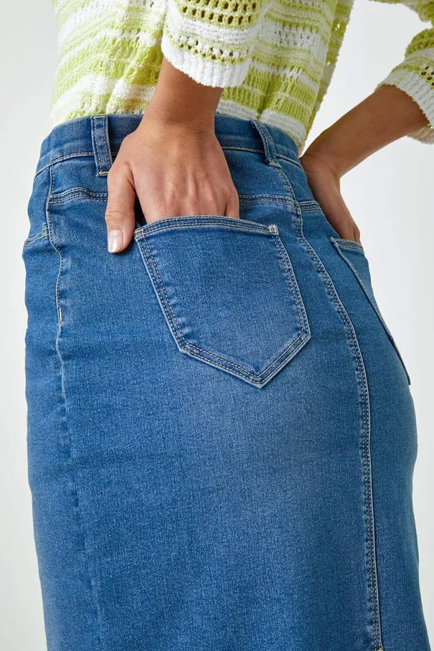 Denim Cotton Denim Stretch Skirt Women Roman Coords