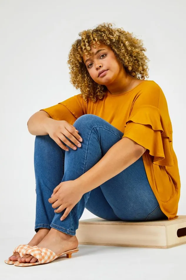 Denim Curve Denim Elastic Waist Jegging Women Roman Coords
