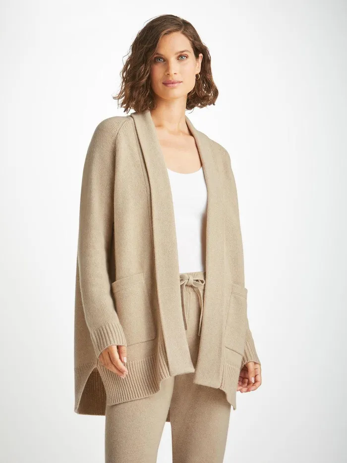 Derek Rose Cardigan Nina Cashmere Fawn Women Cashmere Cardigans
