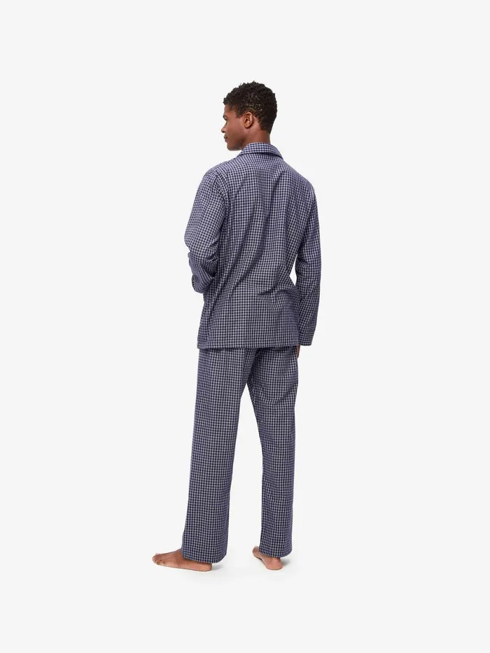 Derek Rose Classic Fit Pajamas Braemar 32 Brushed Cotton Navy Men Classic Fit Pajamas