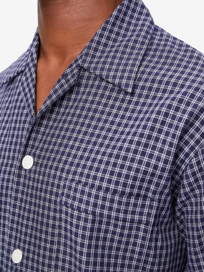 Derek Rose Classic Fit Pajamas Braemar 32 Brushed Cotton Navy Men Classic Fit Pajamas