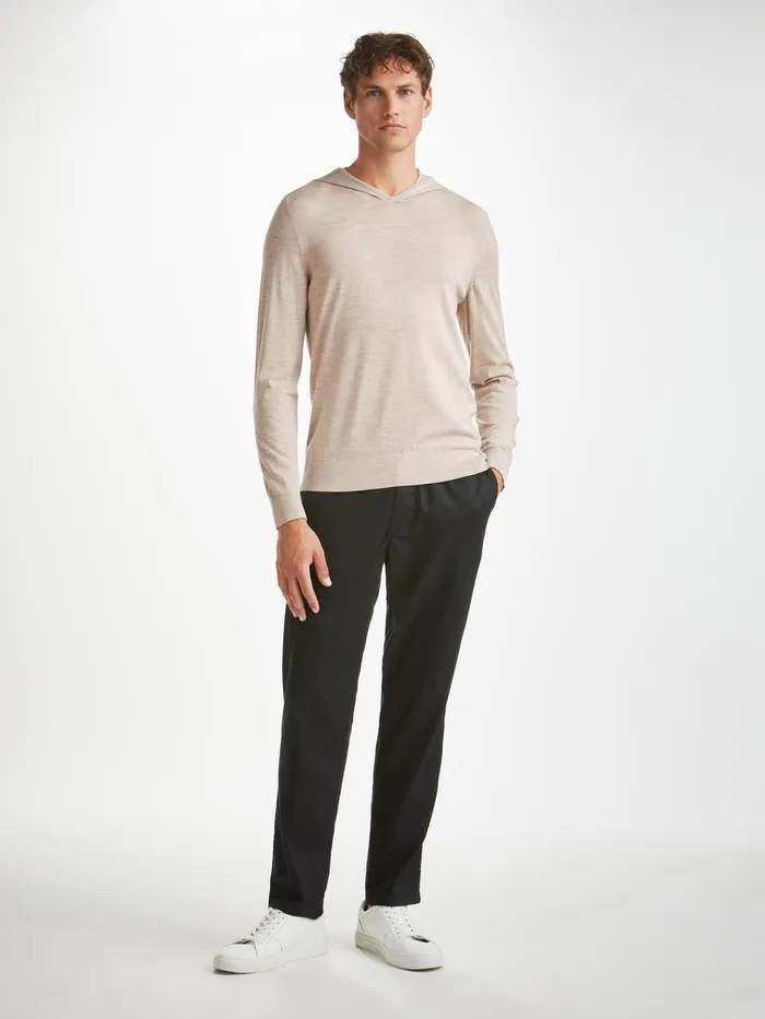 Derek Rose Hoodie Orson Merino Wool Oat Men Merino Sweaters and Hoodies