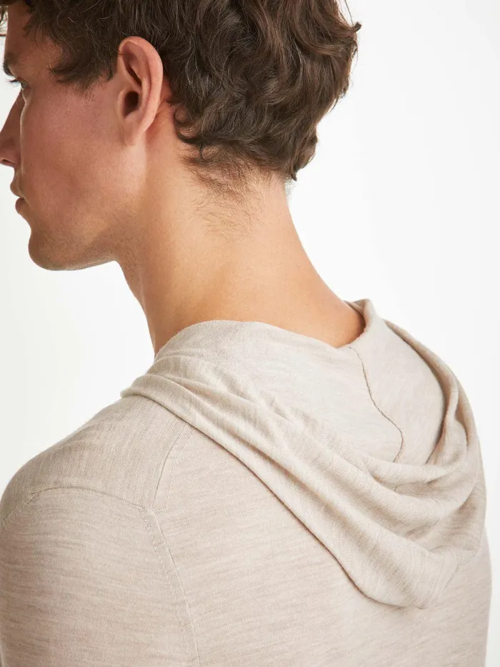 Derek Rose Hoodie Orson Merino Wool Oat Men Merino Sweaters and Hoodies