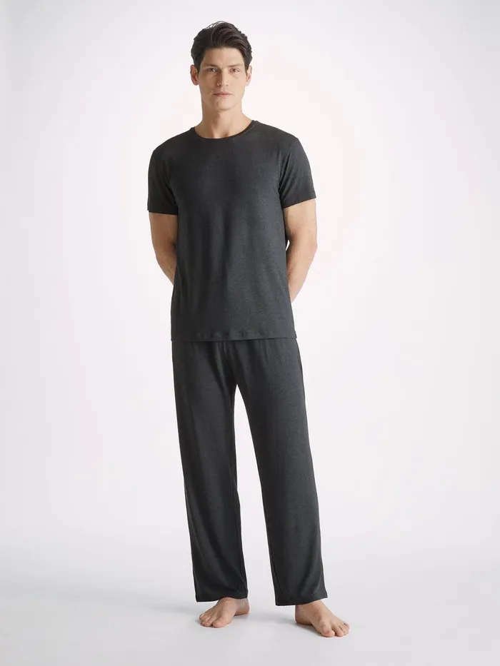 Derek Rose Lounge Pants Marlowe Micro Modal Stretch Anthracite Men Lounge Pants