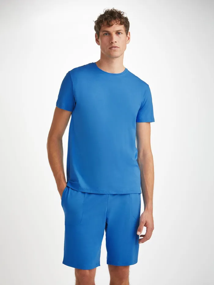 Derek Rose Lounge Shorts Basel Micro Modal Stretch Azure Blue Men Lounge Shorts Derek Rose Lounge Shorts Basel Micro Modal Stretch Azure Blue Men Lounge Shorts