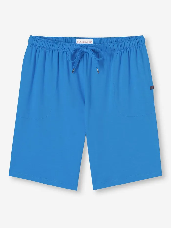Derek Rose Lounge Shorts Basel Micro Modal Stretch Azure Blue Men Lounge Shorts