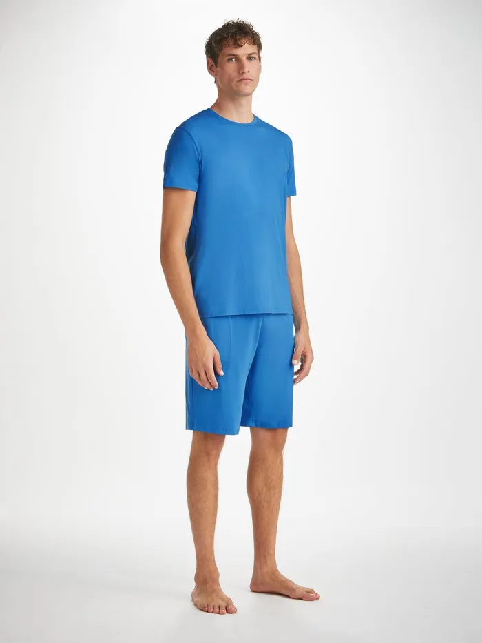 Derek Rose Lounge Shorts Basel Micro Modal Stretch Azure Blue Men Lounge Shorts